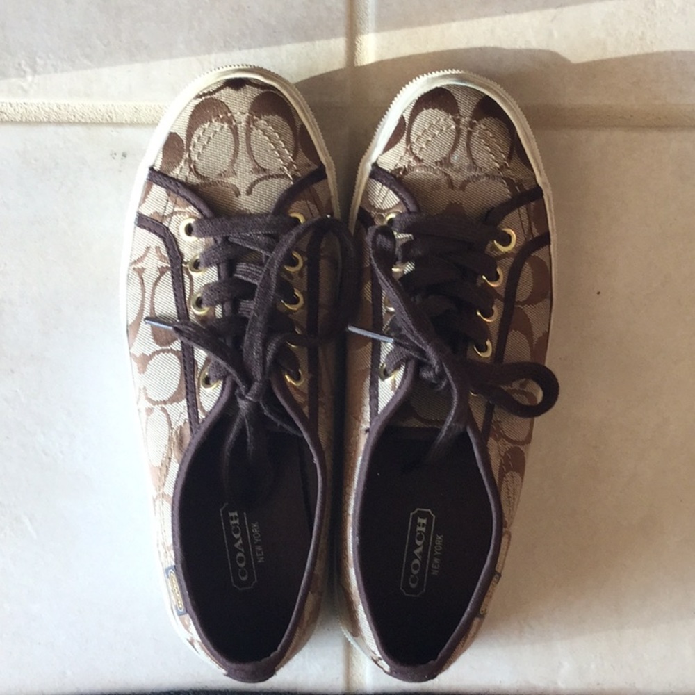 Coach brown tennis shoes